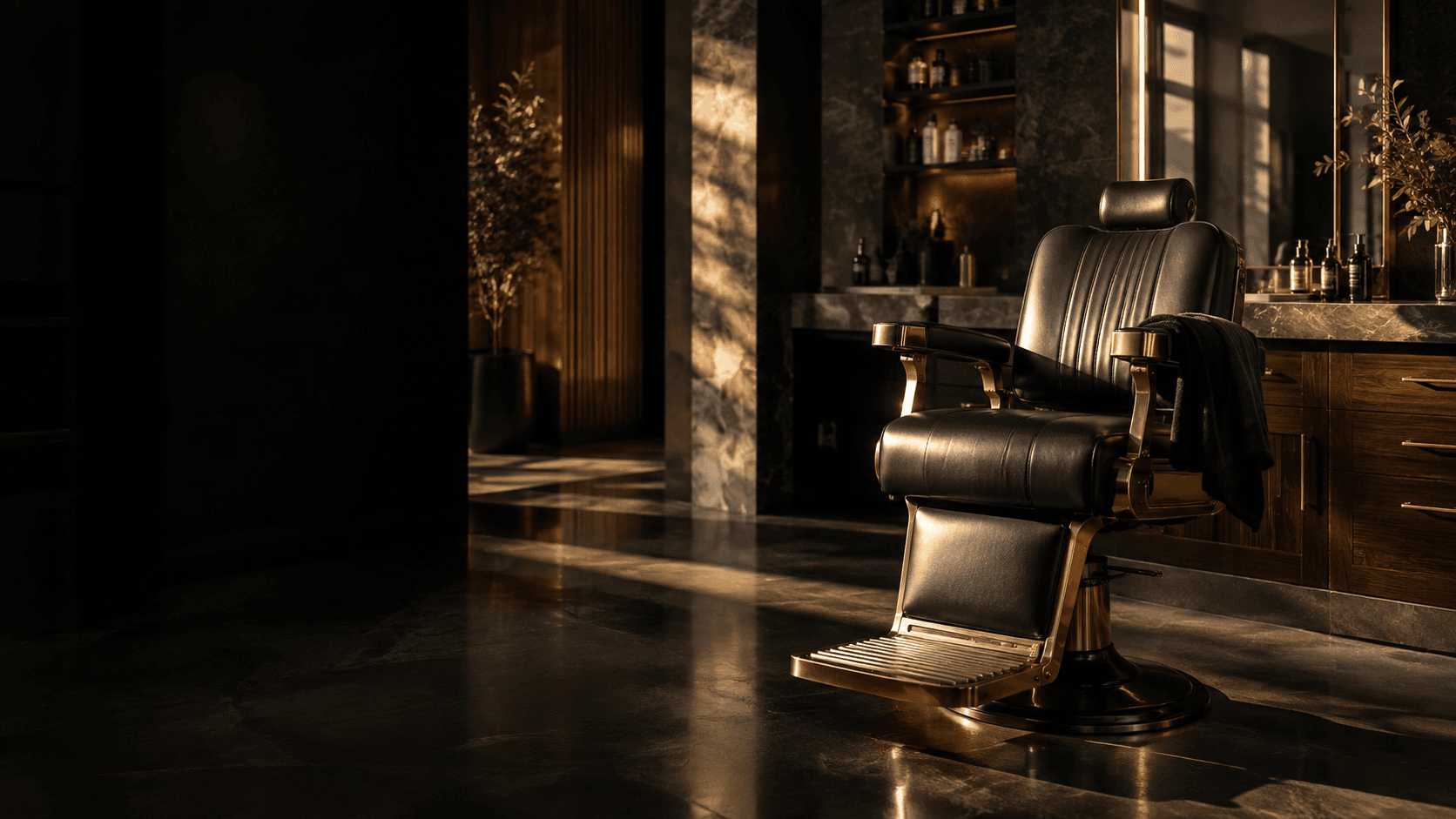 Interior de uma barbearia contemporânea
